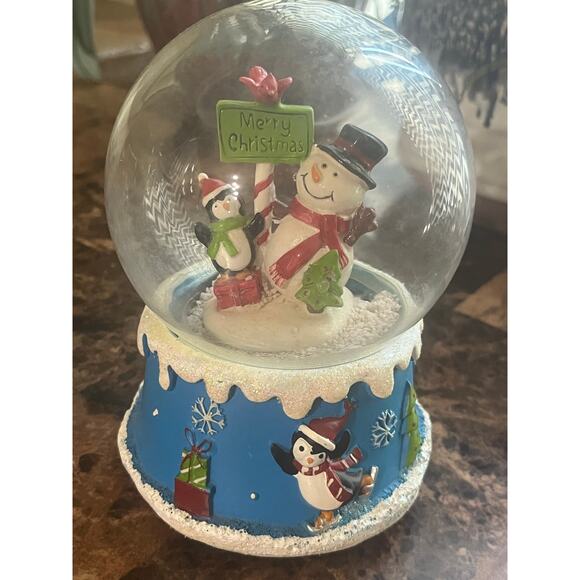 Snowman and Penguin Christmas Snow Globe - Picture 2 of 9